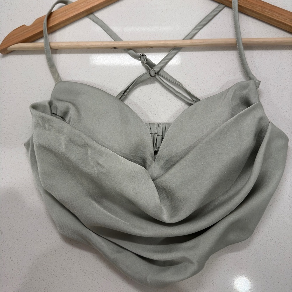 American Threads Crop Top in Olive
